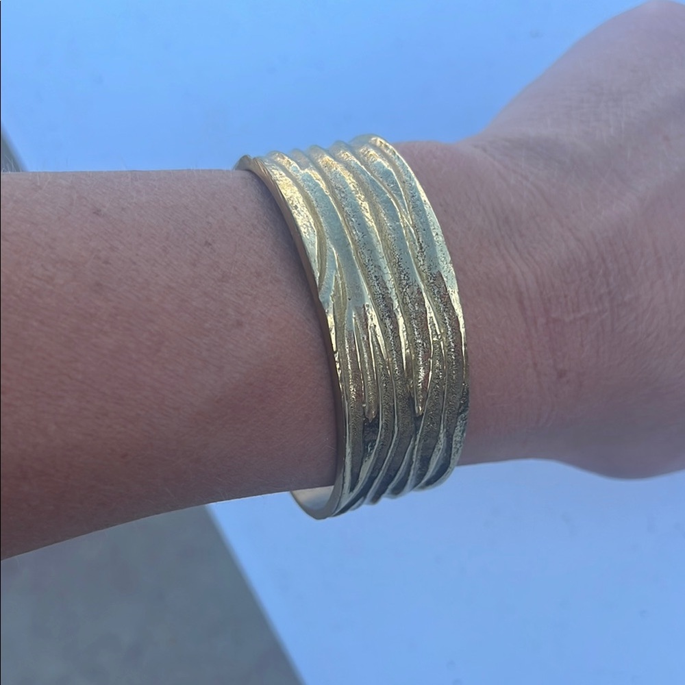 Rustic Cuff Gold Textured Bracelet